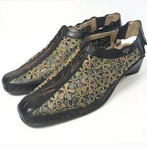 Pikolinos Romana Green Leather Cut Slingback Sandals - Size 8.5 EU 39
